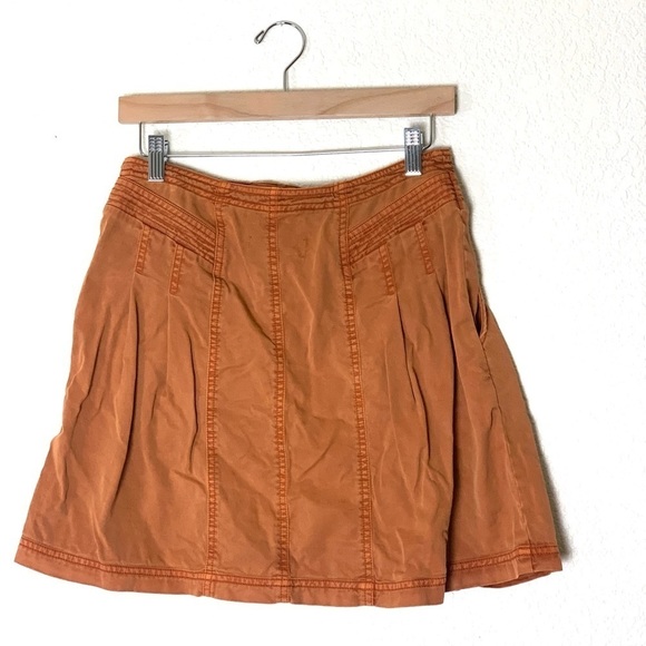 Anthropologie | Briony mini skirt button front burnt orange size 4 - Picture 3 of 8